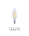 BOMBILLA LED - E14 VELA FILAMENTO - 4W - 2700K - 400Lm - 360º
